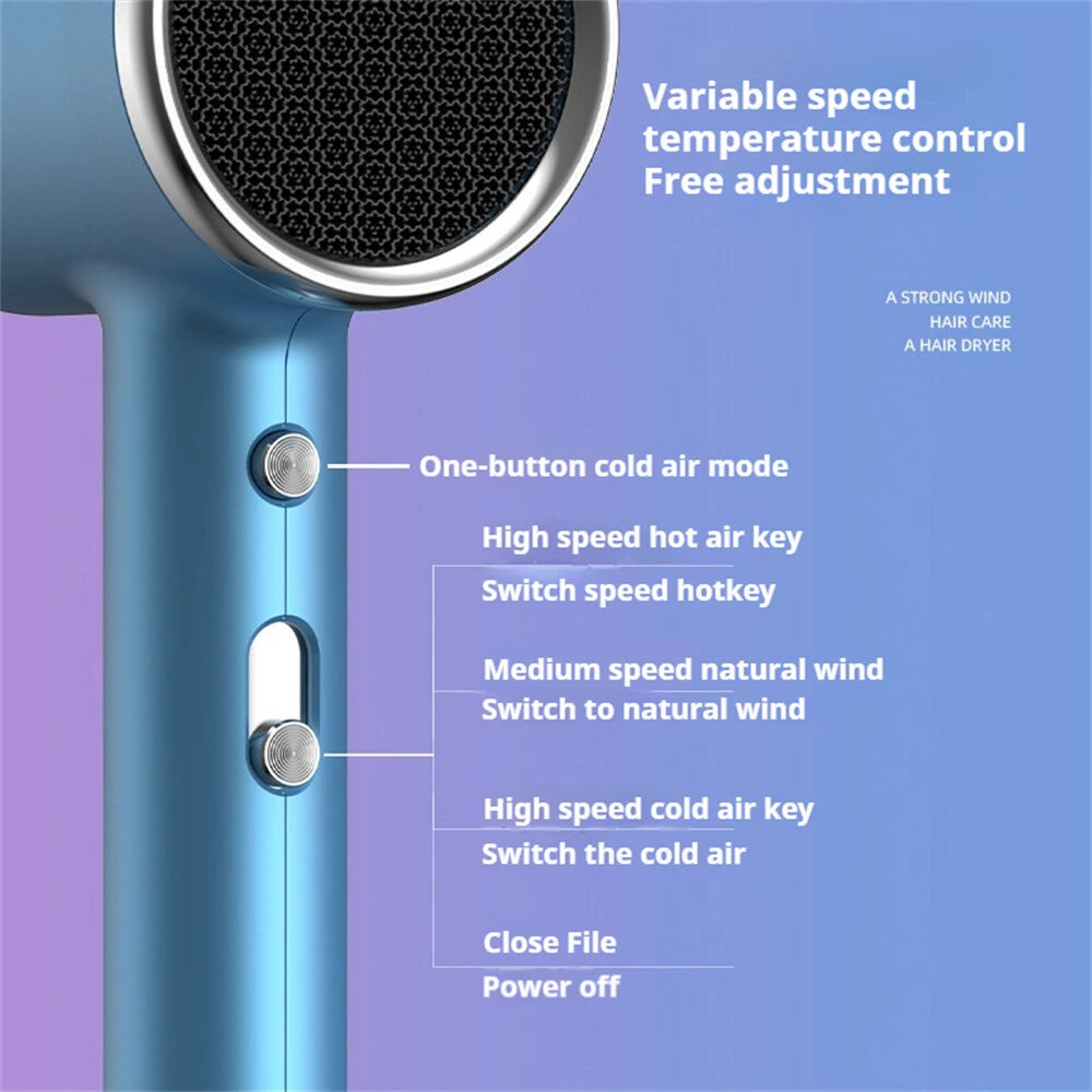 (image for) 1800W Hair Dryer With 3 Heat & Speed Settings Compact Lightweight Design Negative Ion Technology Fast Hair Dry